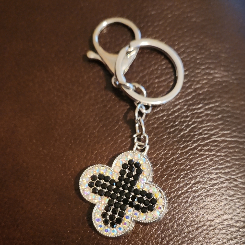 Elegant Silver and Black Keychain Accessory